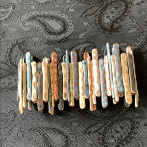 Hammered Mixed Metal Multicolor Stretch Bracelet